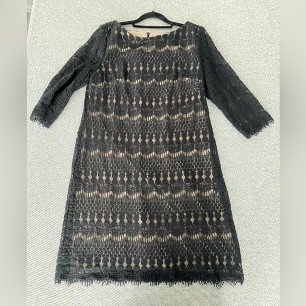 Jessica Howard Black Cocktail Sheath Dress 3/4 Sleeve